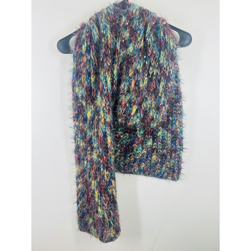 Amanda Blu Womens Multicolor Eyelash Knit Scarf with Sequins Fuzzy Winter Wrap